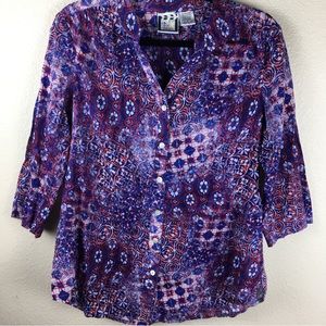 Take Two Clothing Co. Women's red white blue tunic blouse 3/4 sleeve size small